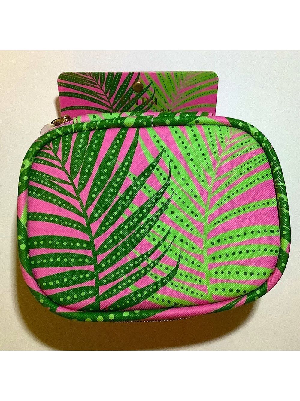 Trina Turk Pink & Green Palms Pill Organizer New
